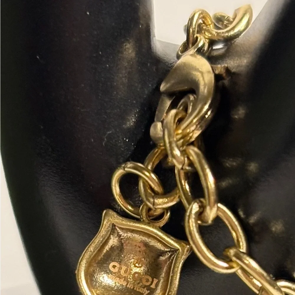 Vintage Multicolored Crystal Gucci Bracelet with Tiger Head Charm